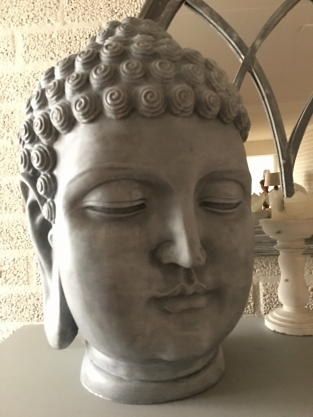 Buddha head, polystein-concrete color!!